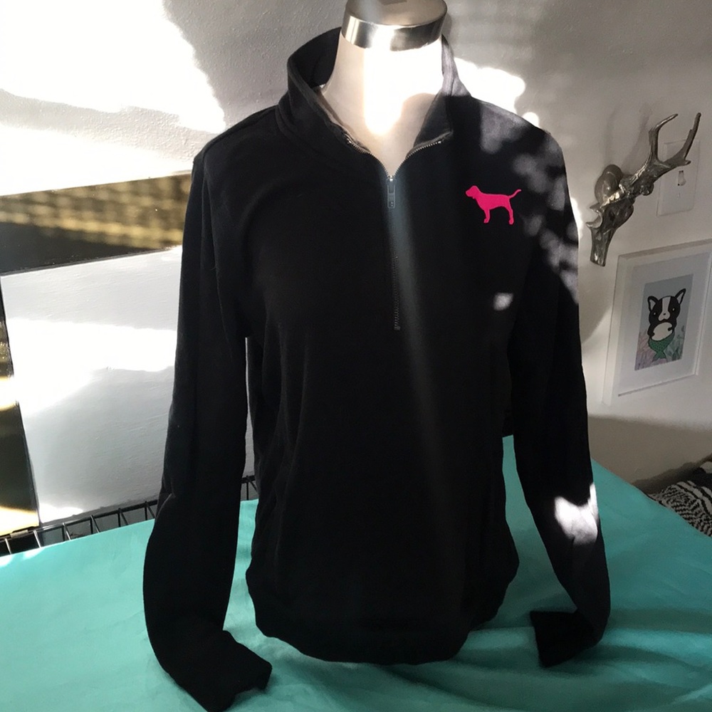 Victoria Secret Pink Black ZIP Up Pullover